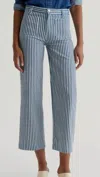 Ag Kassie Patch Pocket High Waist Ankle Wide Leg Pants In Blue
