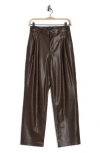Ag Kate Pleated Front Faux Leather Pants In Brown