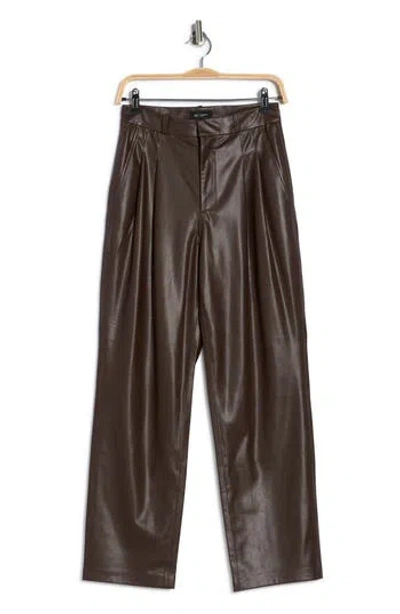 Ag Kate Pleated Front Faux Leather Pants In Brown