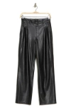 Shop Ag Kate Pleated Front Faux Leather Pants In True Black