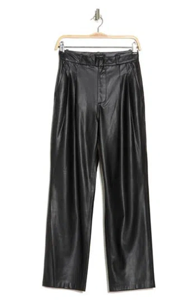 Ag Kate Pleated Front Faux Leather Pants In True Black