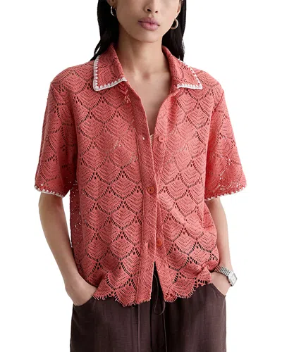 Ag Kaylee Open Stitch Button-up Shirt In Pink