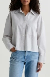 Ag Kellen Relaxed Crop Button-up Shirt In Gray