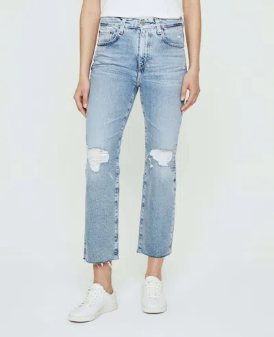 Ag Kinsley High Rise Crop Boot Jean In 23 Years Morning View Destruct In Blue