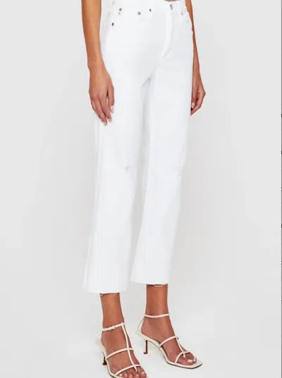 Ag Kinsley High Rise Pop Crop Jeans In White