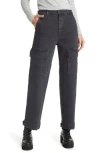 Ag Knoxx High Waist Cargo Straight Leg Jeans In Sulfur Black