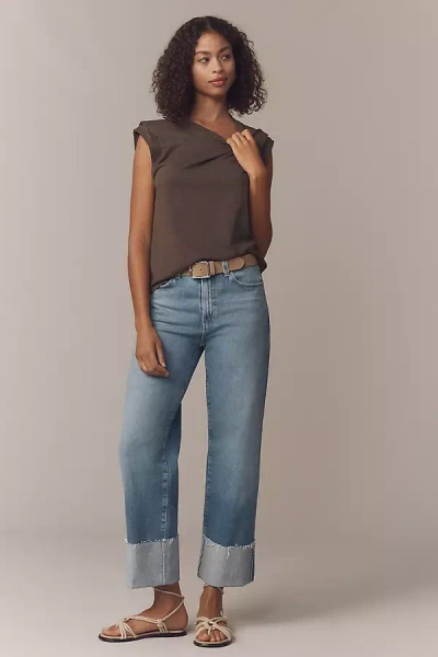 Ag Kora High-rise Cuffed Wide-leg Jeans In Blue