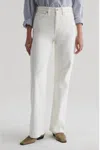 Ag Kora Wide Leg Raw Hem Jeans In Powder White In Multi
