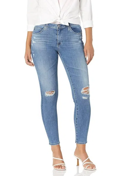 Ag Legging Ankle Jeans In Sea Sprite Destruct In Blue