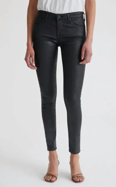 Ag Legging Ankle Jeans In Super Black Leatherette