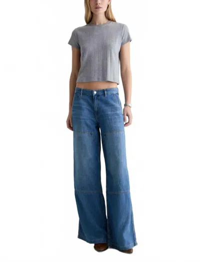 Ag Linen Low Slung Palazzo Jean In Galaxy In Black