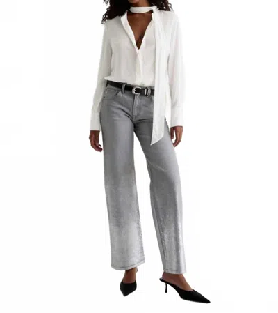 Ag Lora Button Up Blouse In Powder In White