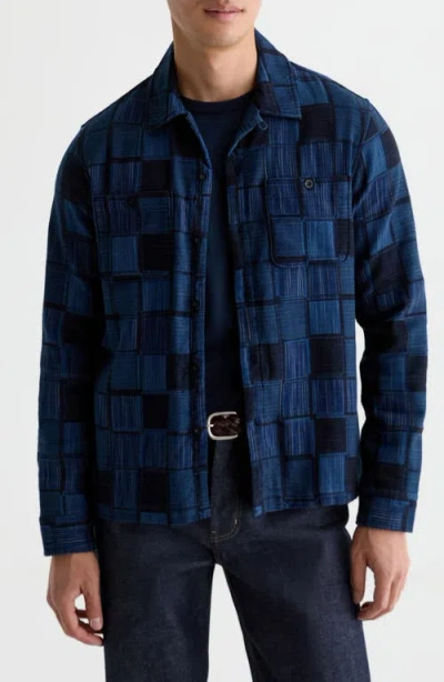 Ag Louis Patchwork Cotton Camp Shirt In Blue