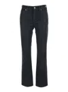 Ag Mari Black Jeans With Belt Loops Andd Logo Patch On The Rear In Denim Woman In Black