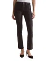 Ag Mari Coated Mid Rise Slim Jeans In Super Black In Brown