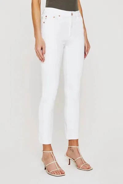 Ag Mari Crop High Rise Slim Straight Jeans In Aesthetic White