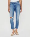 Ag Mari Crop Mid-rise Slim Straight Jean In 18 Years Santa Fe In Blue