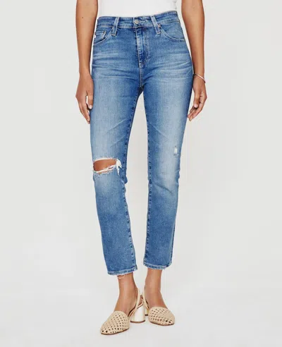 Ag Mari Crop Mid-rise Slim Straight Jean In 18 Years Santa Fe In Blue