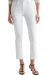 Ag Mari Crop Mid-rise Slim Straight Jeans In Gallery White In White