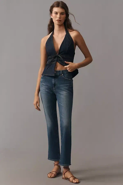 Ag Mari Crop Mid-rise Straight-leg Jeans In Blue