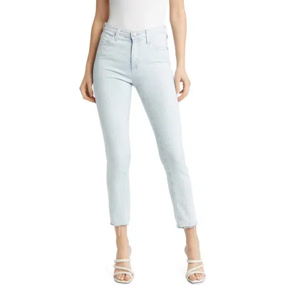 Ag Mari Distressed Raw Hem Crop Straight Leg Jeans In Blue