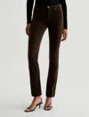 Ag Mari Extended Velvet High Rise Slim Straight Pant In Rich Umber In Brown