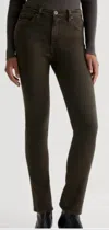 Ag Mari High Rise Slim Straight Jean In Sone Wash In Brown