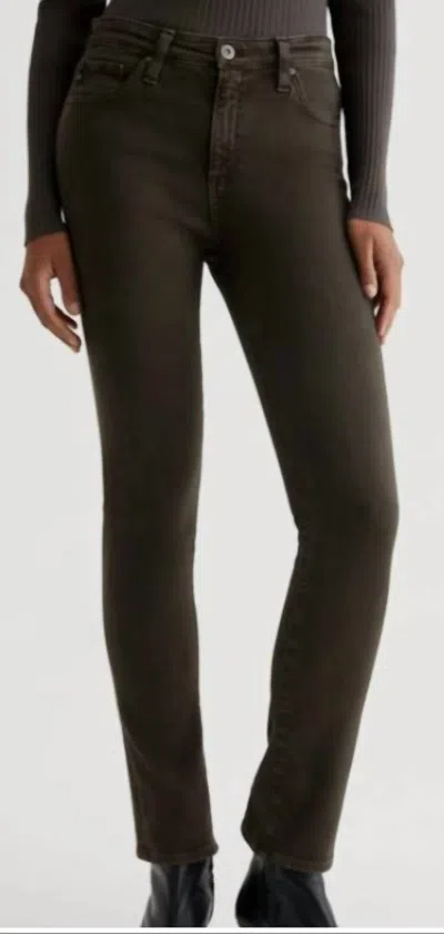 Ag Mari High Rise Slim Straight Jean In Sone Wash In Brown
