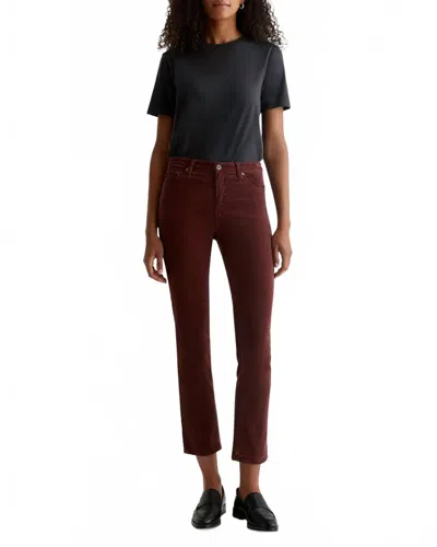 Ag Mari High Rise Slim Straight Vinte Inspired Jeans In Bordeaux Rouge In Multi