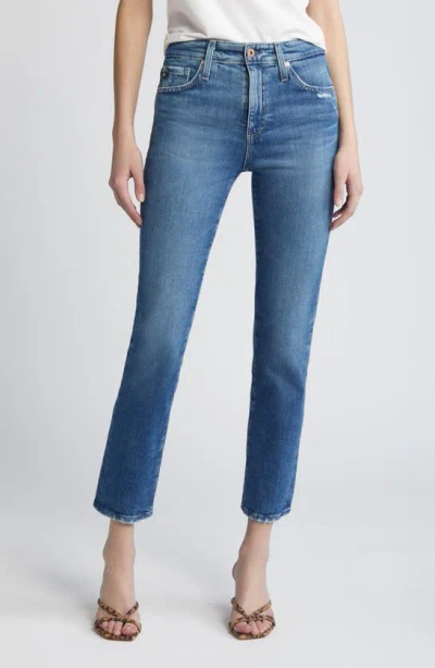 Ag Isabelle High Rise Straight Crop In 15yrs Indigo Bound In Alibi Destructed