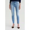 Ag Mari High Waist Raw Hem Slim Straight Jeans In Blue