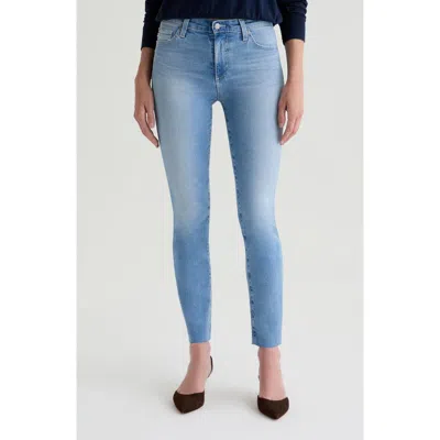 Ag Mari High Waist Raw Hem Slim Straight Jeans In Blue
