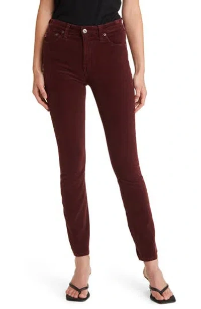 Ag Mari High Waist Slim Ankle Straight Leg Corduroy Pants In Burgundy