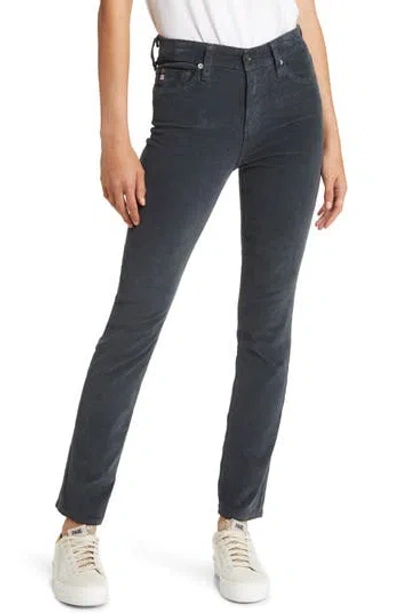 Ag Mari High Waist Slim Ankle Straight Leg Corduroy Pants In Black