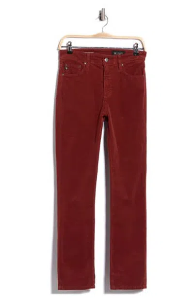 Ag Mari High Waist Slim Ankle Straight Leg Corduroy Pants In Red