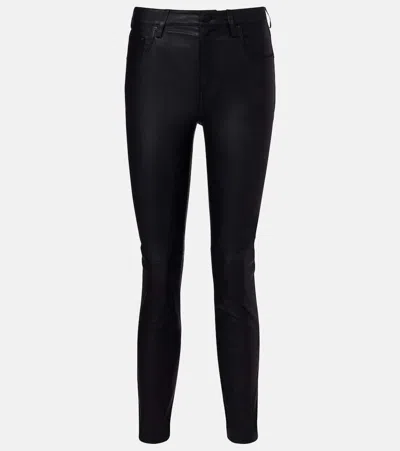 Ag Mari Leather Straight Pants In Black