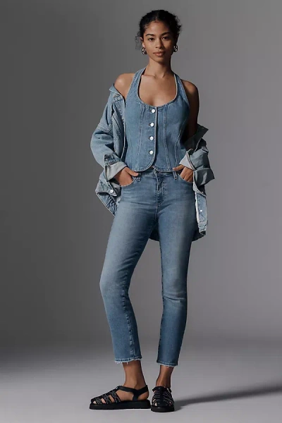 Ag Mari Mid-rise Crop Straight-leg Jeans In Blue