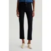 Ag Mari Mid Rise Coated Slim Straight Leg Pants In Sulfur Black