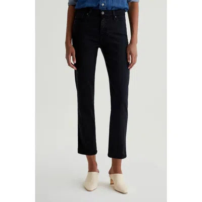 Ag Mari Mid Rise Slim Straight Leg Crop Jeans In Sulfur Black