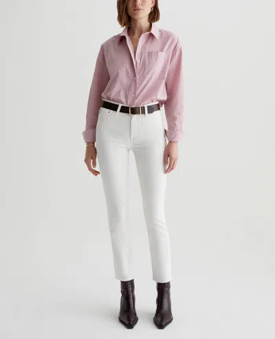 Ag Mari Mid Rise Slim Straight Leg Jean In Powder In White