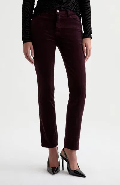 Ag Mari Mid Rise Slim Straight Leg Velvet Jeans In Black