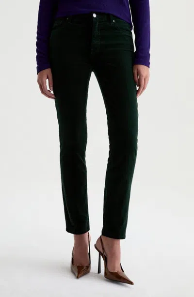 Ag Mari Mid Rise Slim Straight Leg Velvet Jeans In Black