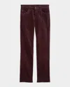 Ag Mari Mid-rise Slim Straight Velvet Jeans In Burgundy