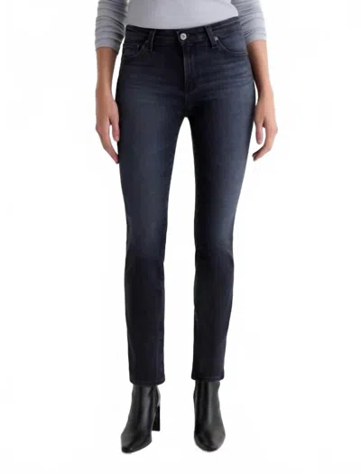 Ag Mari Mid-rise Slim Straight Jean In Glitch In Blue