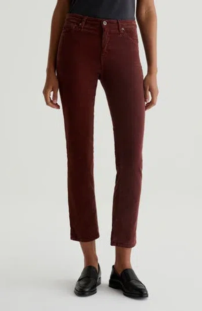 Ag Mari Slim Straight Leg Corduroy Pants In Bordeaux Rouge