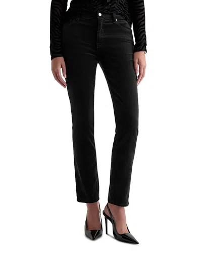 Ag Mari Velvet High Rise Straight Jeans In Super Black