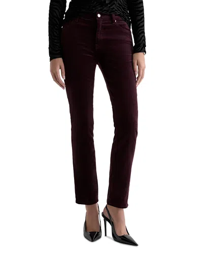 Ag Mari Velvet Mid Rise Straight Jeans In Cherry Swing In Brown