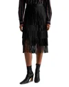 Ag Marissa Leather Fringe Skirt In Black