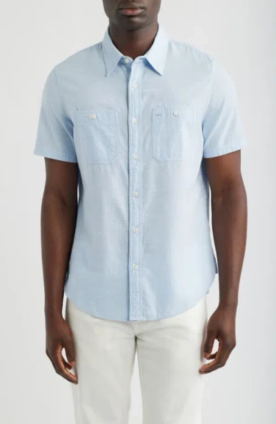 Ag Mason Classic Fit Short Sleeve Button-up Work Shirt In Blue