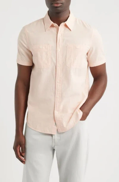 Ag Mason Classic Fit Short Sleeve Button-up Work Shirt In Pink
